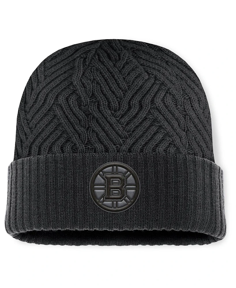 Fanatics Men's Black Boston Bruins Authentic Pro Road Cuffed Knit Hat