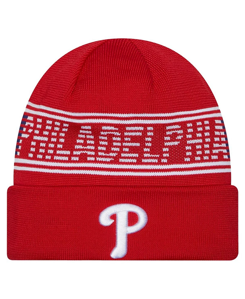 New Era Men's Red Philadelphia Phillies Authentic Collection Cuffed Knit Hat