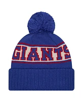 New Era Men's Royal New York Giants Retro Cuffed Knit Hat with Pom