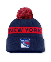 Fanatics Women's Navy/Red New York Rangers Authentic Pro Rink Cuffed Knit Hat with Pom