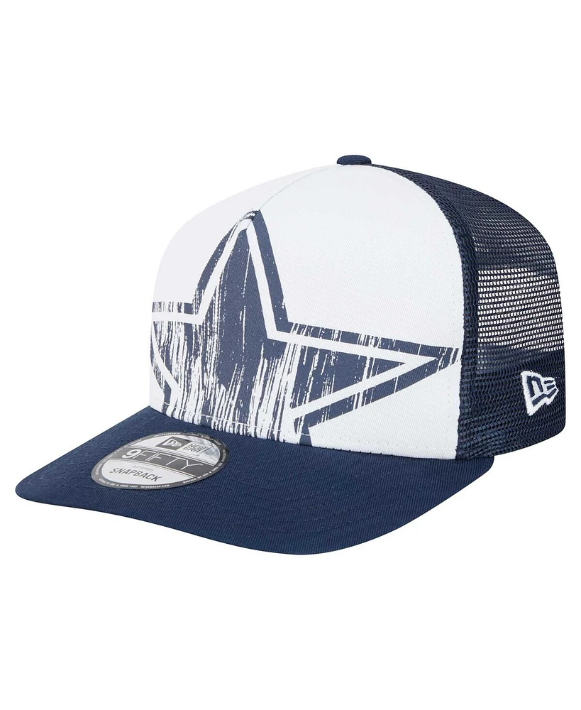 New Era Men's White/Navy Dallas Cowboys Distressed 9FIFTY A-Frame Snapback Hat