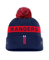 Fanatics Women's Navy/Red New York Rangers Authentic Pro Rink Cuffed Knit Hat with Pom