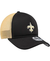 New Era Big Boys and Girls Black New Orleans Saints A-Frame 9FORTY Trucker Adjustable Hat