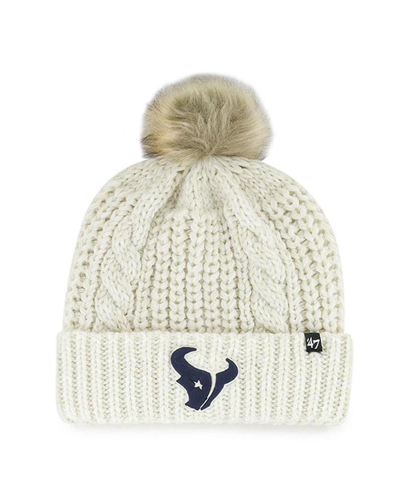 '47 Brand Women's Cream Houston Texans Meeko Cuffed Knit Hat with Pom