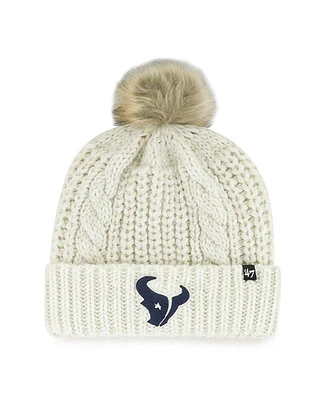 '47 Brand Women's Cream Houston Texans Meeko Cuffed Knit Hat with Pom