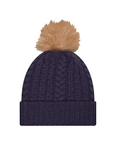 New Era Women's Navy Virginia Cavaliers Luxury Cuffed Knit Hat with Pom