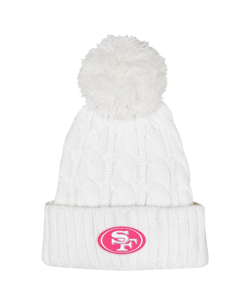 Outerstuff Big Girls White San Francisco 49ers Cable Cuffed Knit Hat with Pom