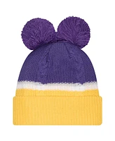 New Era Women's Purple Minnesota Vikings Double Bubble Cuffed Knit Hat with Poms