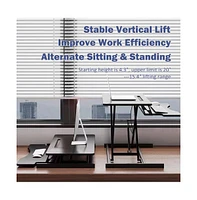 Slickblue Sit to Stand Desk Converter with Dual Monitor and Laptop Workstation