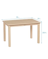 ECR4Kids 24in x 36in Rectangular Hardwood Table and Chair Set, 12in Seat Height