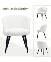 Dyhome Upholstered Fabric Dining Chairs with Black Metal Legs, Modern Curved Backrest Kitchen Chairs