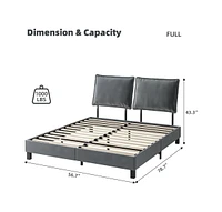 gaomon Full Bed Frame, Platform Bed Frame with Adjustable Headboard and Removable Pillow Back, Wood Slat Support, No Box Spring Needed, Noise Free