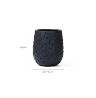 LuxenHome Black Beehive Round 19.7-Inch Tall Planter