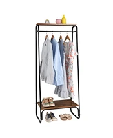Slickblue Clothes Rack with Wood Shelf for Stylish and Functional Storage