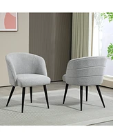 Dyhome Upholstered Fabric Dining Chairs with Black Metal Legs, Modern Curved Backrest Kitchen Chairs