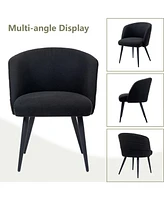 Dyhome Upholstered Fabric Dining Chairs with Black Metal Legs, Modern Curved Backrest Kitchen Chairs