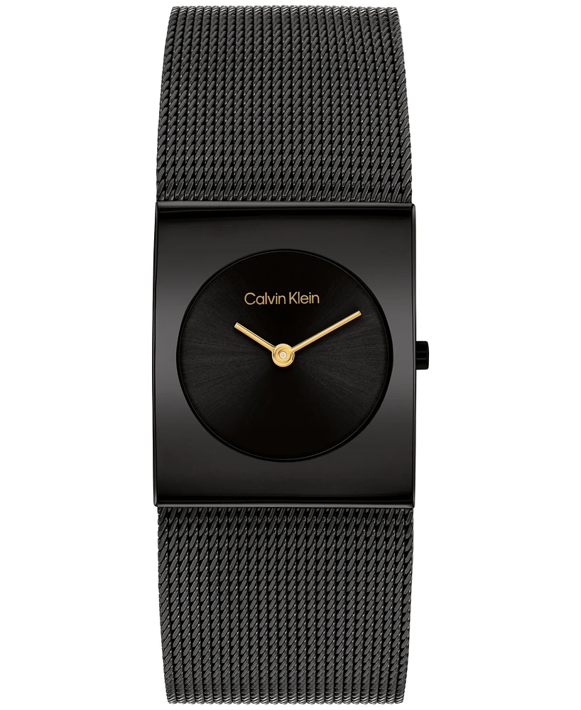 Calvin Klein Women's Ck Pulse Black Ionic Plated Mesh Bracelet Watch, 26.4mm