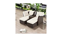 Slickblue 2-Seater Outdoor Patio Daybed with Foldable Awning and Cushions for Garden