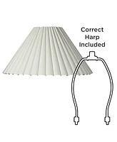 Springcrest Set of 2 Box Pleat Empire Lamp Shades Antique White Large 6.75" Top x 20.75" Bottom x 10.75" High x 12.5" Slant Spider with Replacement Ha