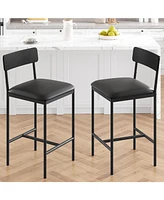 gaomon Bar Stools Set of 2, Upholstered Counter Height Bar Stools with Backrest and Footrest, Kitchen Barstools for Island, Counter Bar