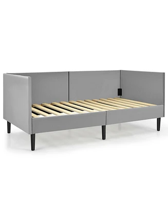 Gouun Twin Size Daybed Frame with Sturdy Wooden Slat Support