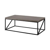 Slickblue Industrial Style Coffee Table with Wooden Top and Metallic Base for Modern Living Room Decor