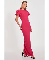 Quiz Women's Scuba Crepe Maxi Dress With Puff Sleeve