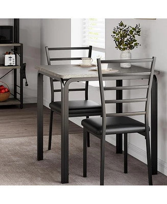 gaomon 3 Piece Dining Table Set for 2 Metal Frame Wood Kitchen Table and 2 Chairs Small Dining Furniture Set for Small Space Apartment Dining Room