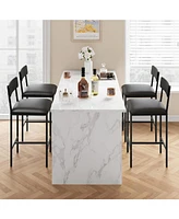 gaomon Bar Stools Set of 4, Upholstered Counter Height Bar Stools with Backrest and Footrest, Kitchen Barstools for Island, Counter Bar, Easy Assembly