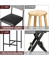 gaomon Bar Stools Set of 4, Upholstered Counter Height Bar Stools with Backrest and Footrest, Kitchen Barstools for Island, Counter Bar, Easy Assembly