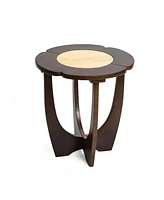 LuxenHome Dark Pine Wood Round Side and End Table