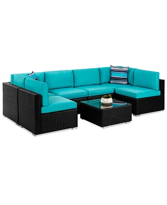 Best Choice Products 7-Piece Outdoor Modular Patio Conversation Furniture, Wicker Sectional Set