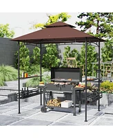 Outsunny 8' x 5' Grill Gazebo, 2-Tier Outdoor Bbq Dark