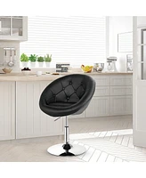 Gymax Set of 2 Swivel Bar Stools Height Adjustable Round Tufted Back Bar Chairs