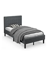 Gouun Twin Size Upholstered Bed Frame with Button Tufted Headboard