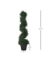 Outsunny 3FT Topiary Artificial Faux Cedar Tree Plant w/ Included Nursery Pot