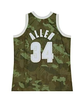 Mitchell & Ness Men's Ray Allen Camo Milwaukee Bucks Hardwood Classics 2000/01 Ghost Green Swingman Jersey