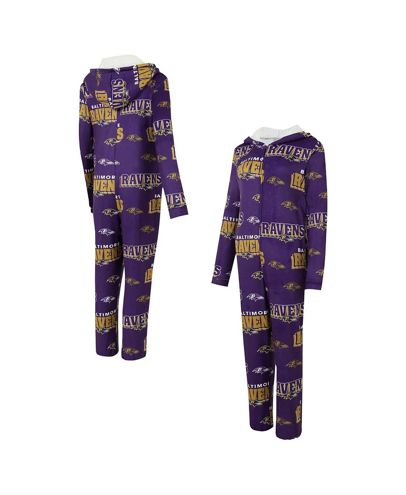 Concepts Sport Women's Purple Baltimore Ravens Roadway Allover Print Microfleece Full-Zip Union Suit