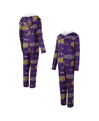 Concepts Sport Women's Purple Baltimore Ravens Roadway Allover Print Microfleece Full-Zip Union Suit