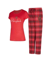 Concepts Sport Women's Red Maryland Terrapins Vector T-Shirt Flannel Pants Sleep Set