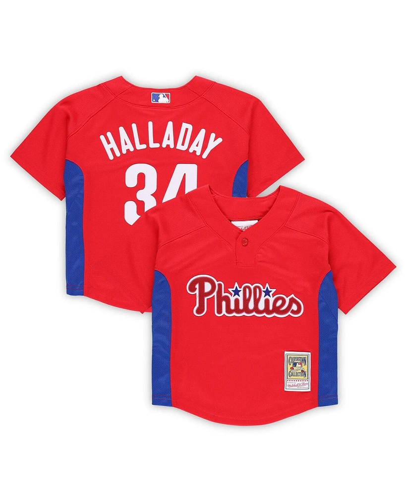 Mitchell & Ness Toddler Roy Halladay Red Philadelphia Phillies Cooperstown Collection Mesh Batting Practice Jersey