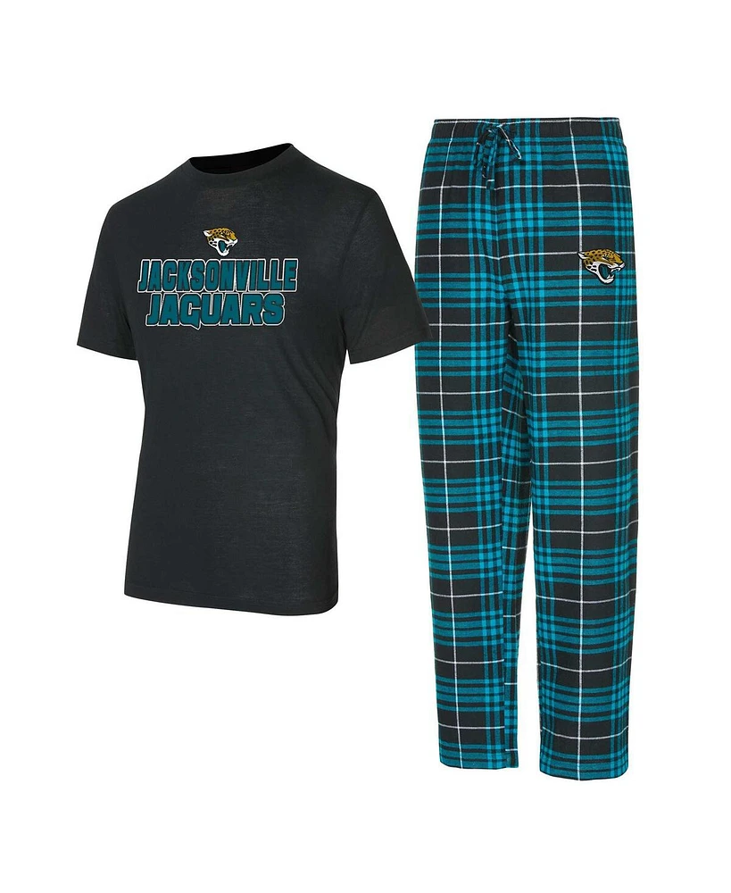 Concepts Sport Men's Black/Teal Jacksonville Jaguars Vector T-Shirt Flannel Pants Sleep Set