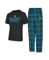 Concepts Sport Men's Black/Teal Jacksonville Jaguars Vector T-Shirt Flannel Pants Sleep Set