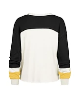 '47 Brand Women's Cream Pittsburgh Steelers Double Header Curve Toni Long Sleeve T-Shirt