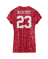 Outerstuff Big Girls Christian McCaffrey Scarlet San Francisco 49ers Sequin Player Name Number V-Neck Dress