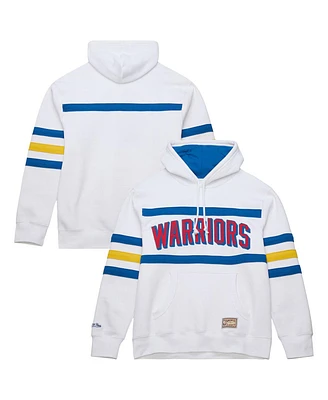 Mitchell & Ness Men's White Golden State Warriors Hardwood Classics Nights Head Coach Pullover Hoodie