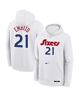 Nike Big Boys and Girls Joel Embiid White Philadelphia 76ers 2024/25 City Edition Name Number Pullover Hoodie