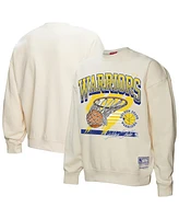 Mitchell & Ness Women's Cream Golden State Warriors Brush Bucket Pullover Sweatshirt