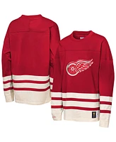 Mitchell & Ness Big Boys and Girls Red Detroit Wings Chainstitch Heavyweight Long Sleeve Top