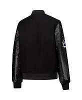 The Wild Collective Women's Black Seattle Seahawks Varsity Full-Snap Sparkle Jacket